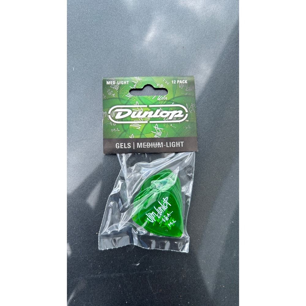 Jim Dunlop Gels Guitar Picks Medium Light Green 12 Pack 486PML Translucent ML